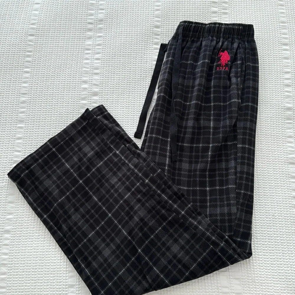 men’s pajama pants with pockets - black and gray - size medium